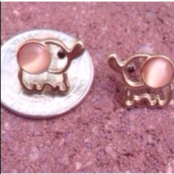 Pink Baby Elephant Earrings - Picture 3 of 4